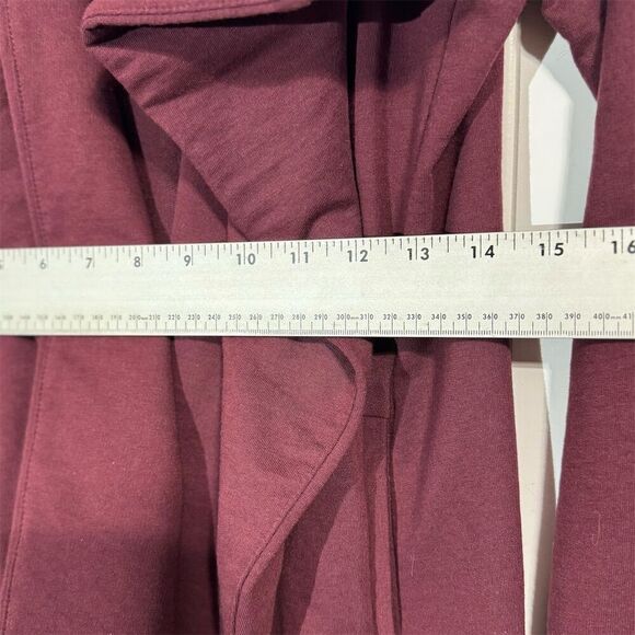 AllSaints Delia Sweat Cardigan Jacket Small Burgundy Waterfall Open Front Draped - Picture 7 of 9